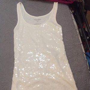 White sequin tank top